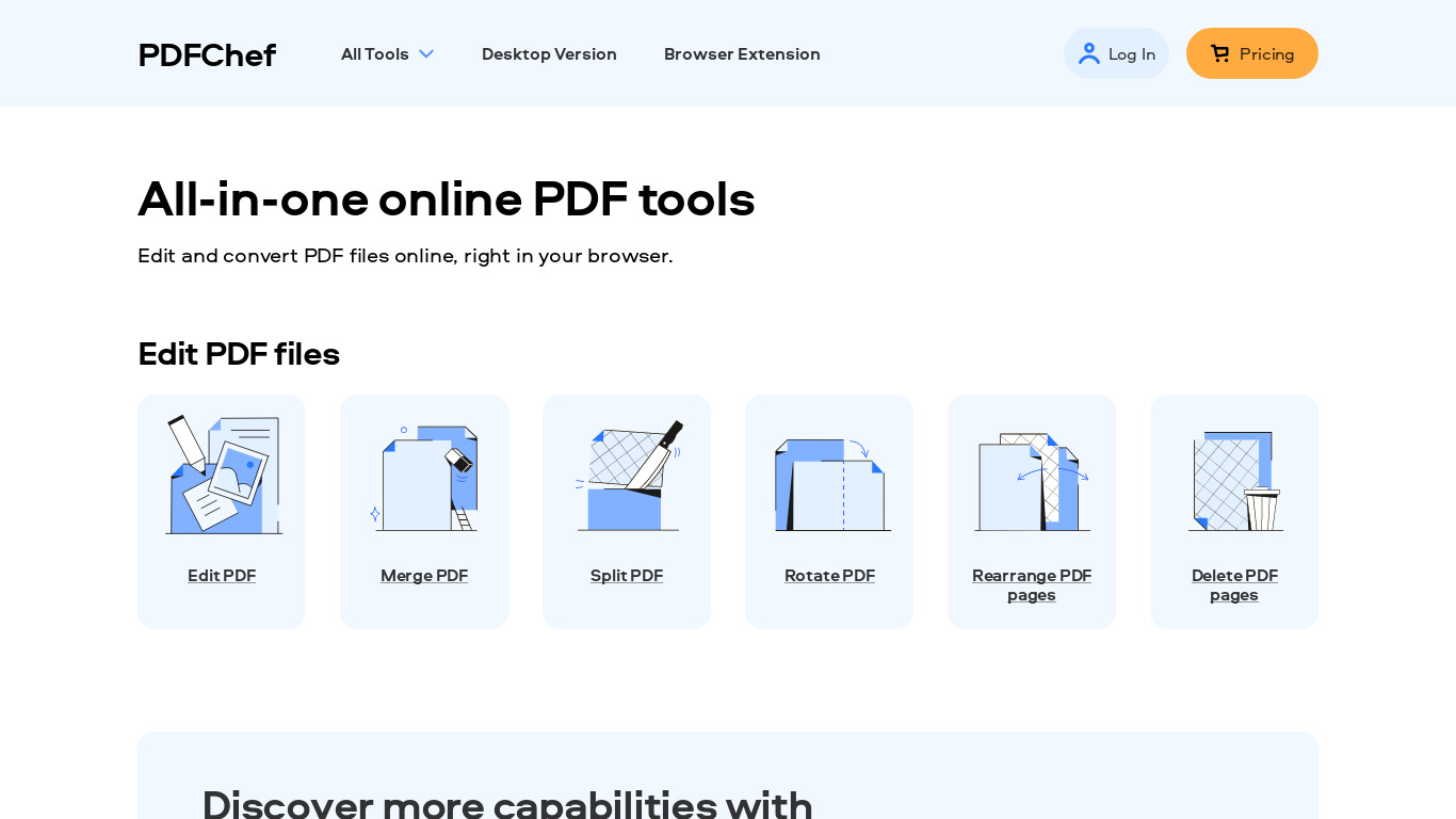 PDFChef by Movavi Landing page