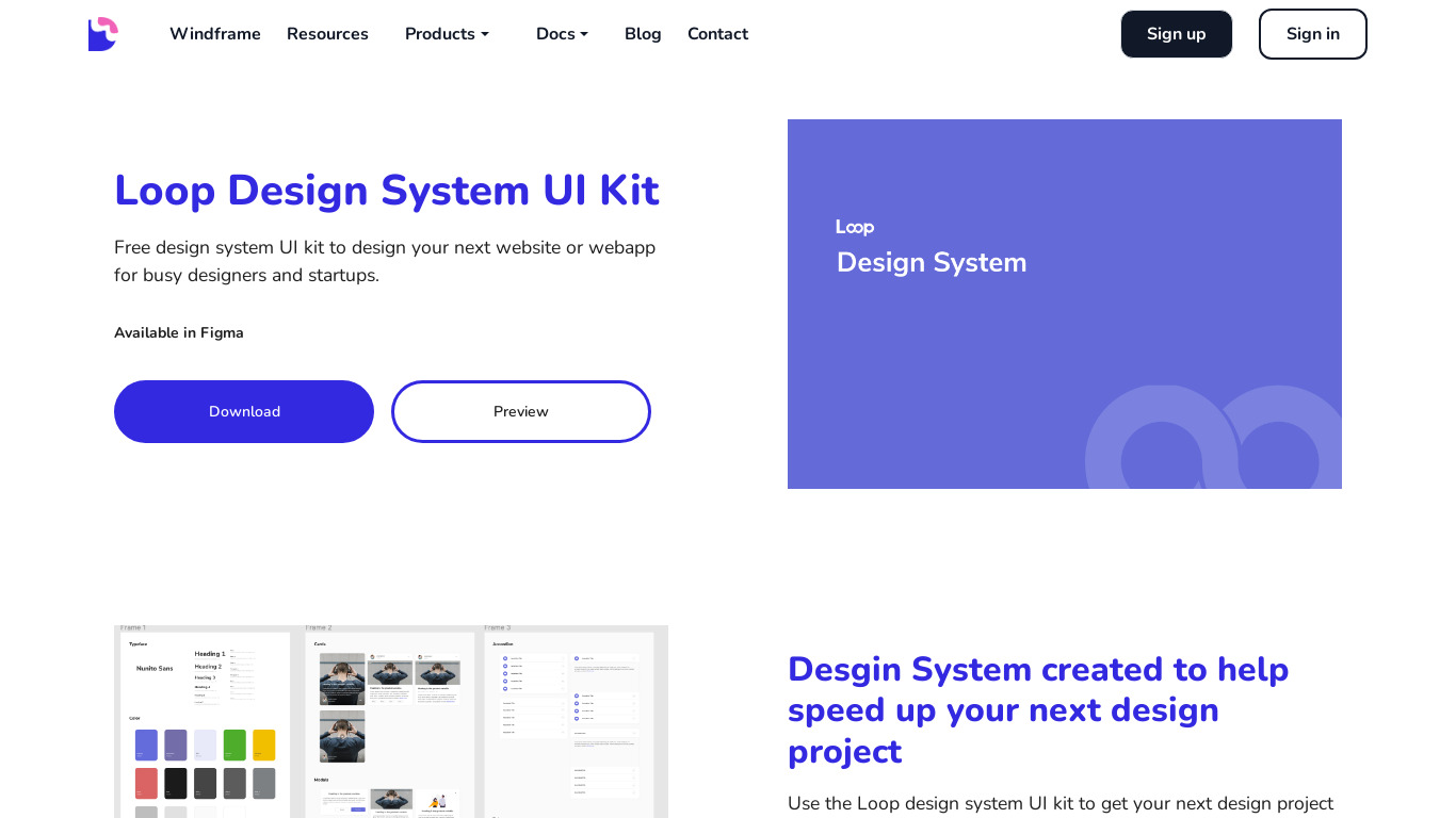 Loop Design UI kit Landing page