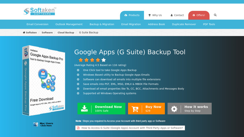 Softaken Google Apps Backup Landing Page