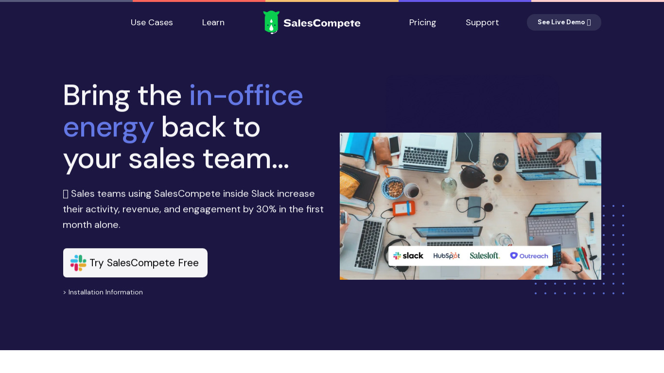 SalesCompete Landing page