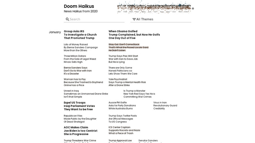 Doom Haikus 2020 Landing Page