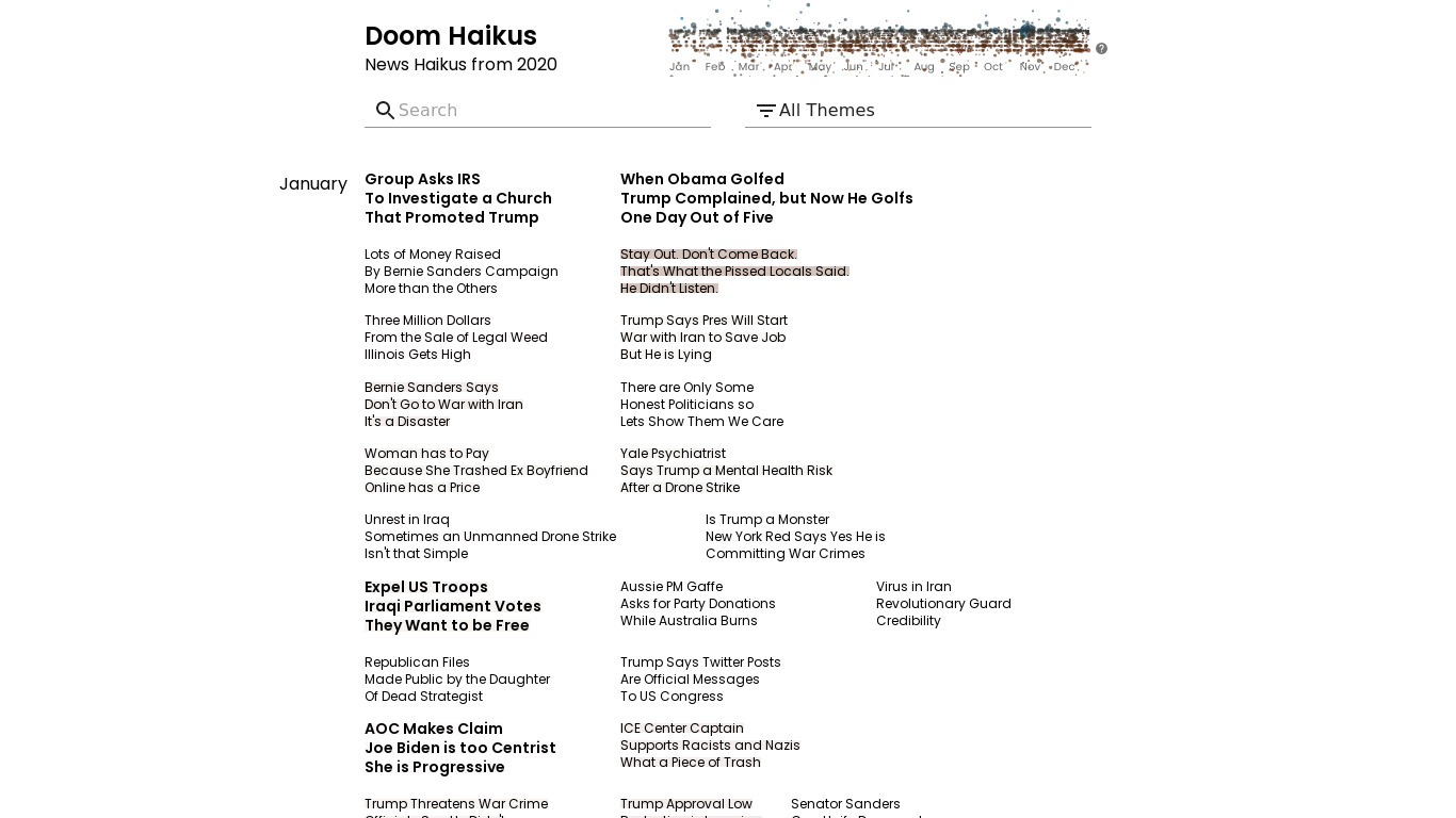 Doom Haikus 2020 Landing page