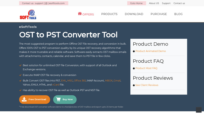 eSoftTools OST to PST Converter Landing Page