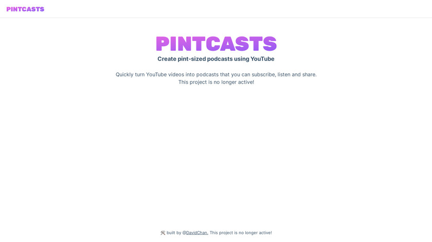 Pintcasts Landing Page