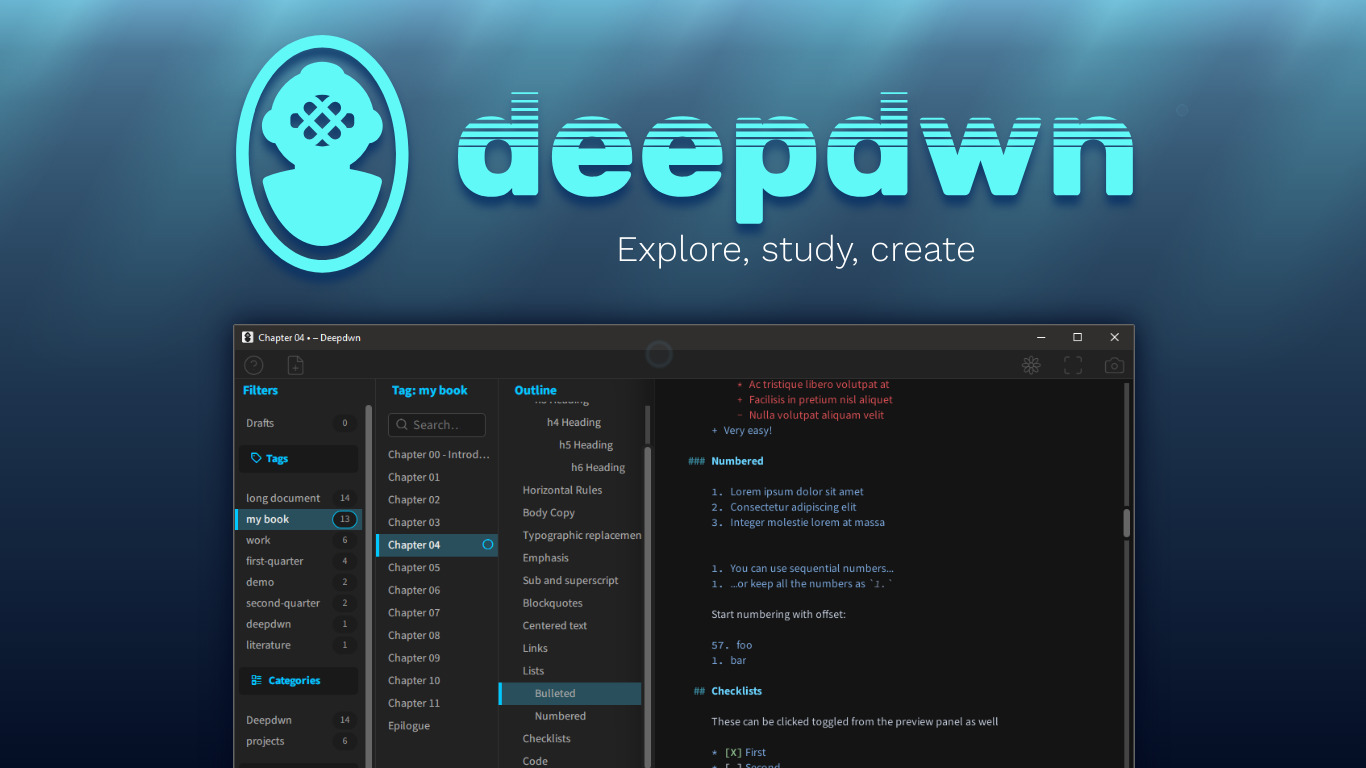 Deepdwn Landing page