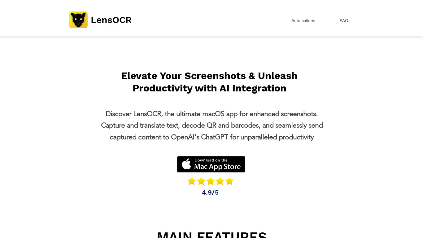 LensOCR Landing page