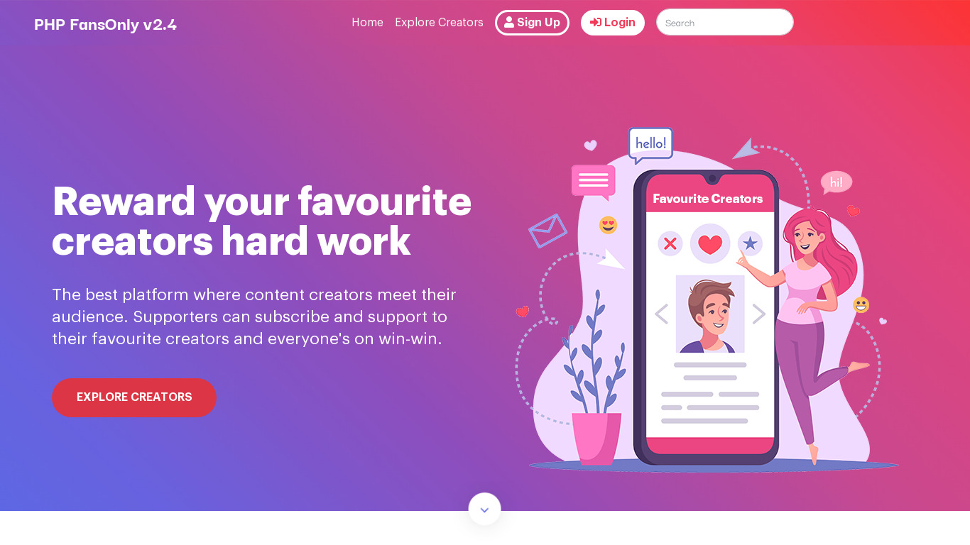 FansOnly Crivion Landing page