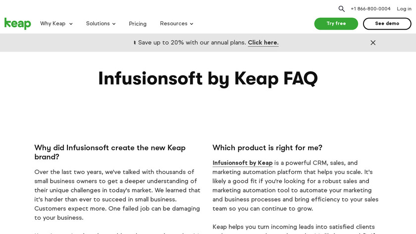 Infusionsoft by Keap Landing Page