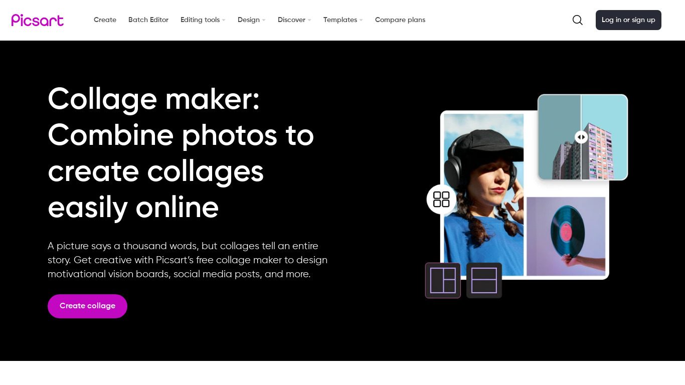 Pretty Collage Maker Landing page