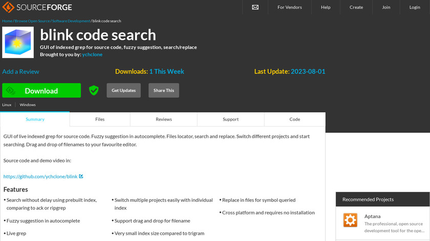 Blink - Code Search Landing Page
