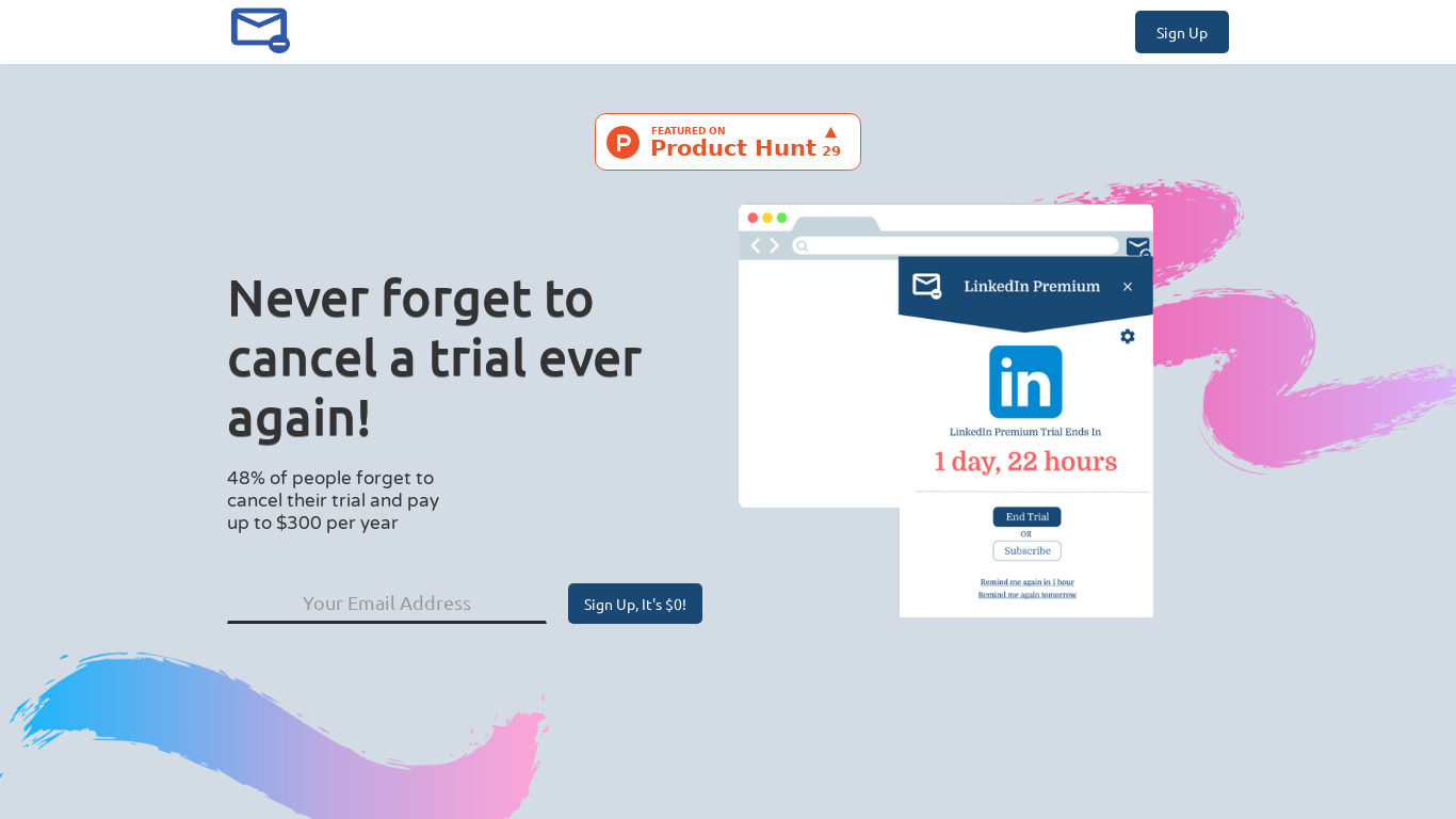 EndTrial Landing page