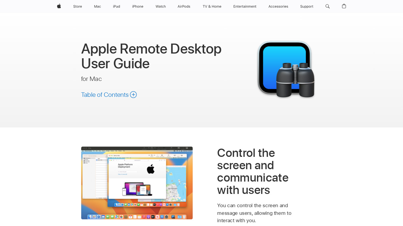 Apple Remote Desktop Landing page