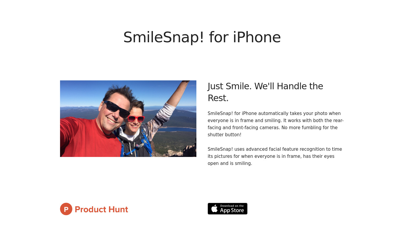 Smile Snap! Landing page