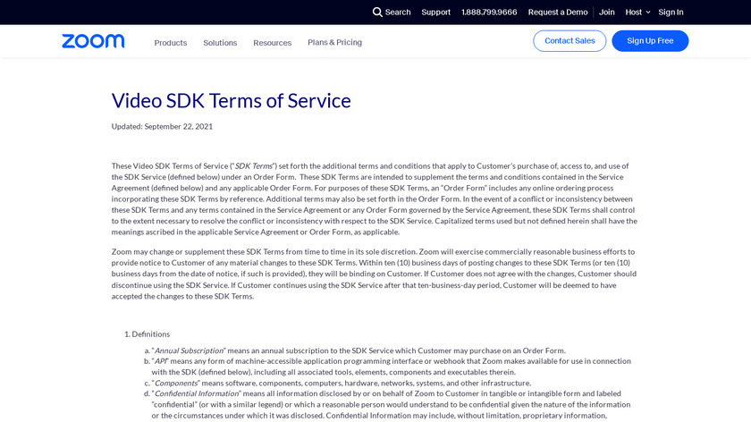 Video SDK from Zoom Landing Page