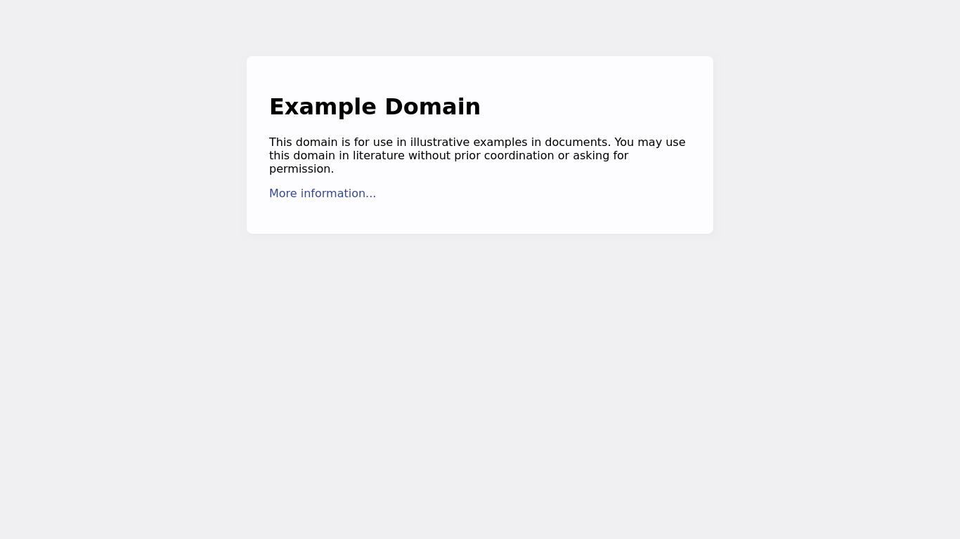 Example.com Landing page