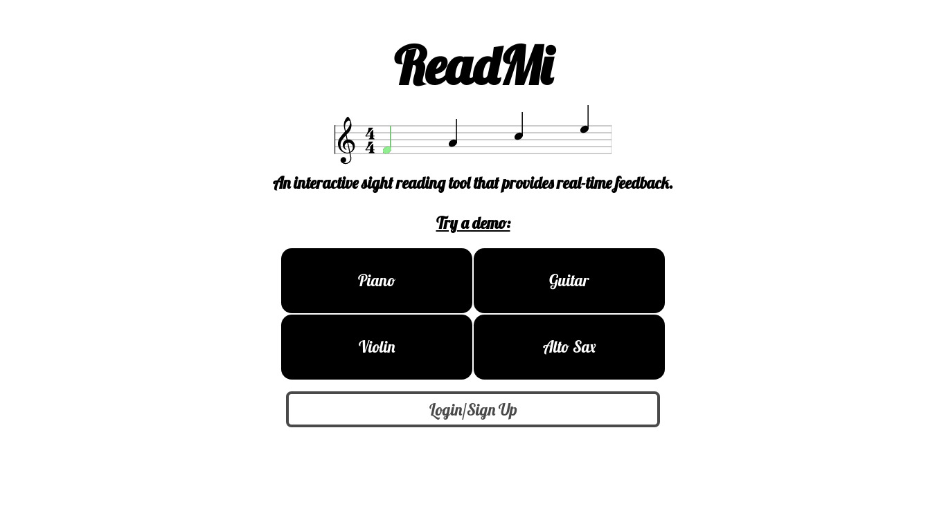 ReadMi Music Landing page