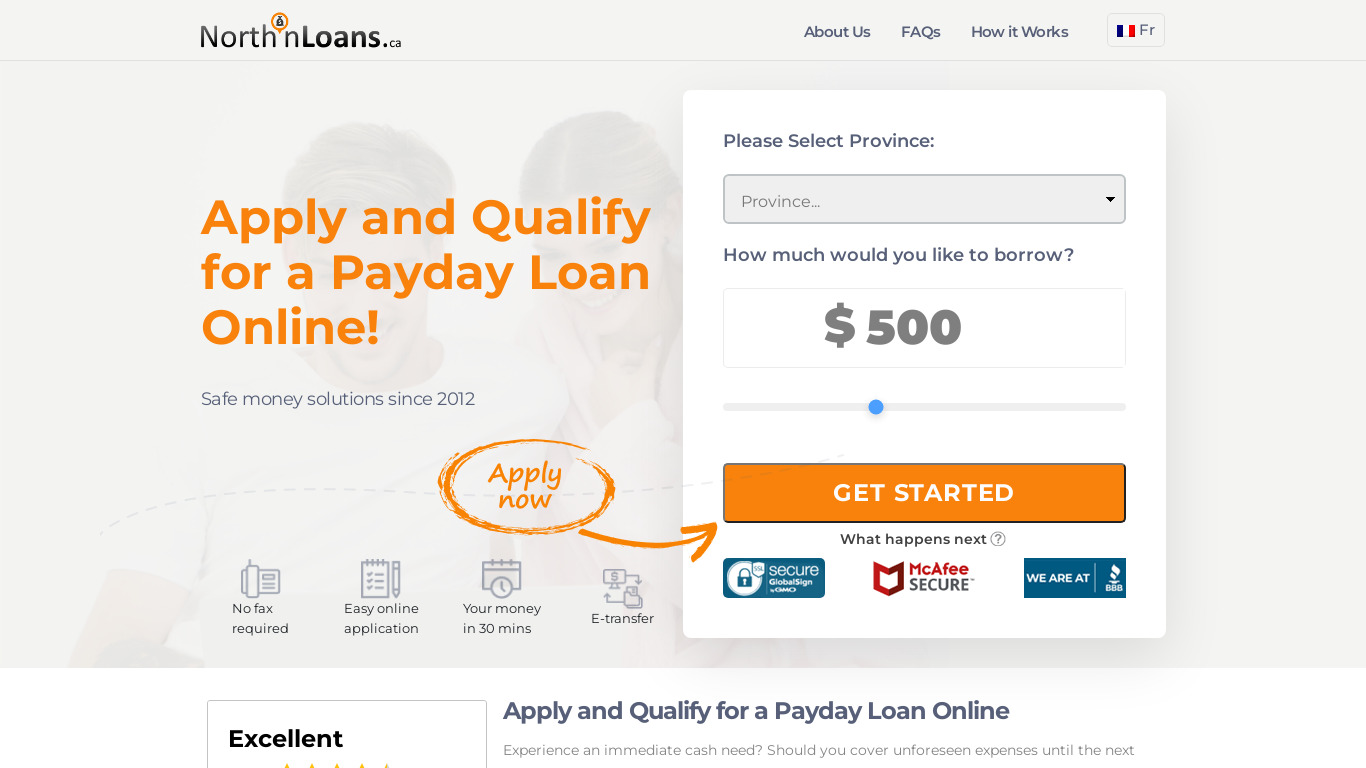 NorthnLoans.ca Landing page