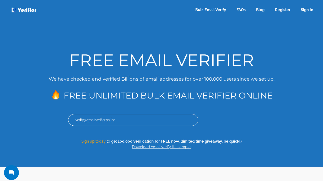 Email Verifier Online Landing page
