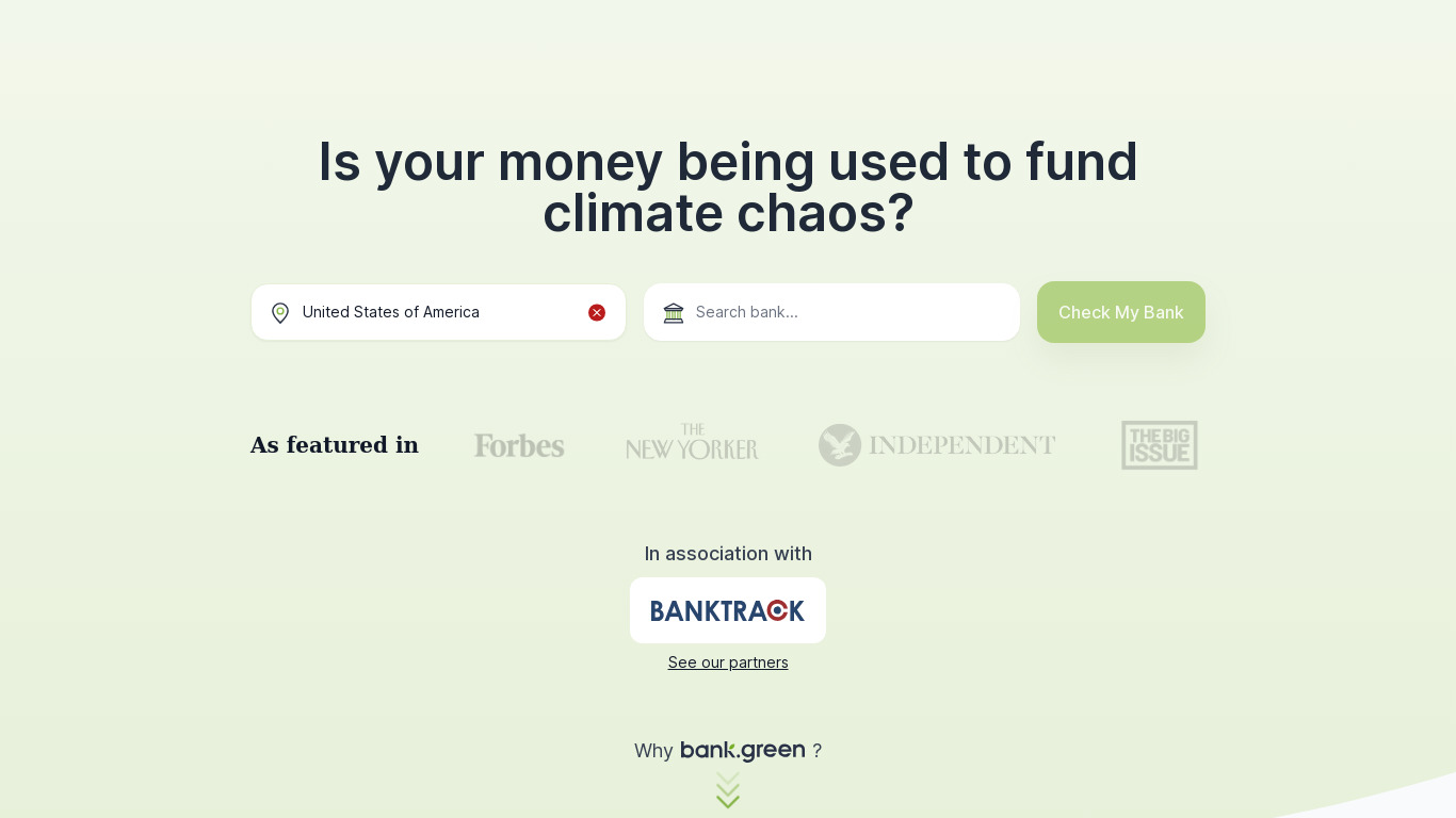 Bank.Green Landing page
