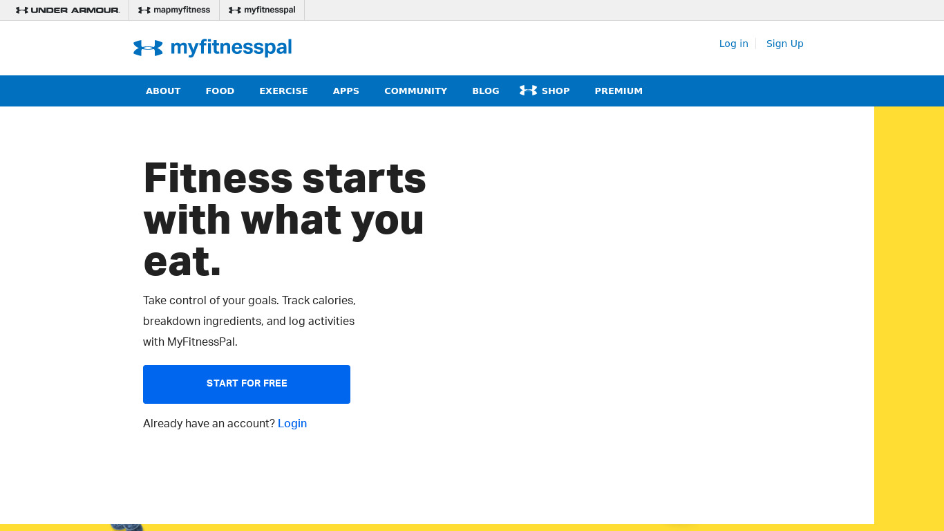 Fitness Pal Landing page