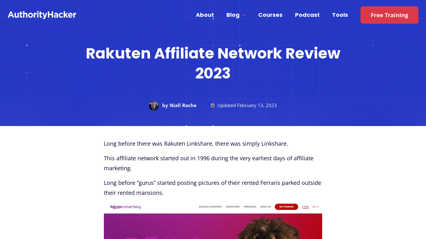 Rakuten Affiliate Network Landing page