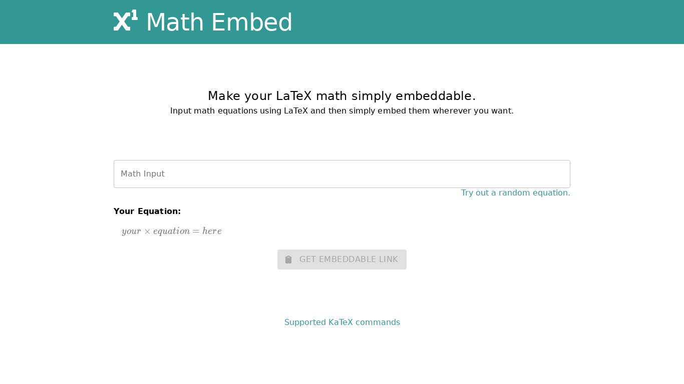 Math Embed Landing page