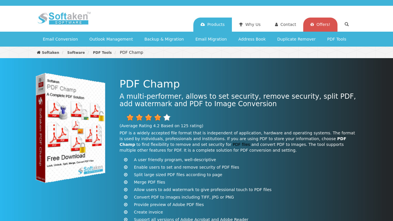 Softaken PDF Champ Landing page