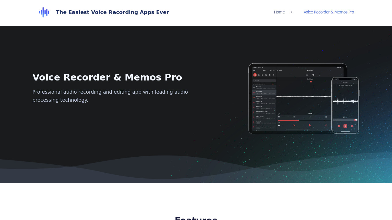 Linfei Voice Recording Studio Landing page