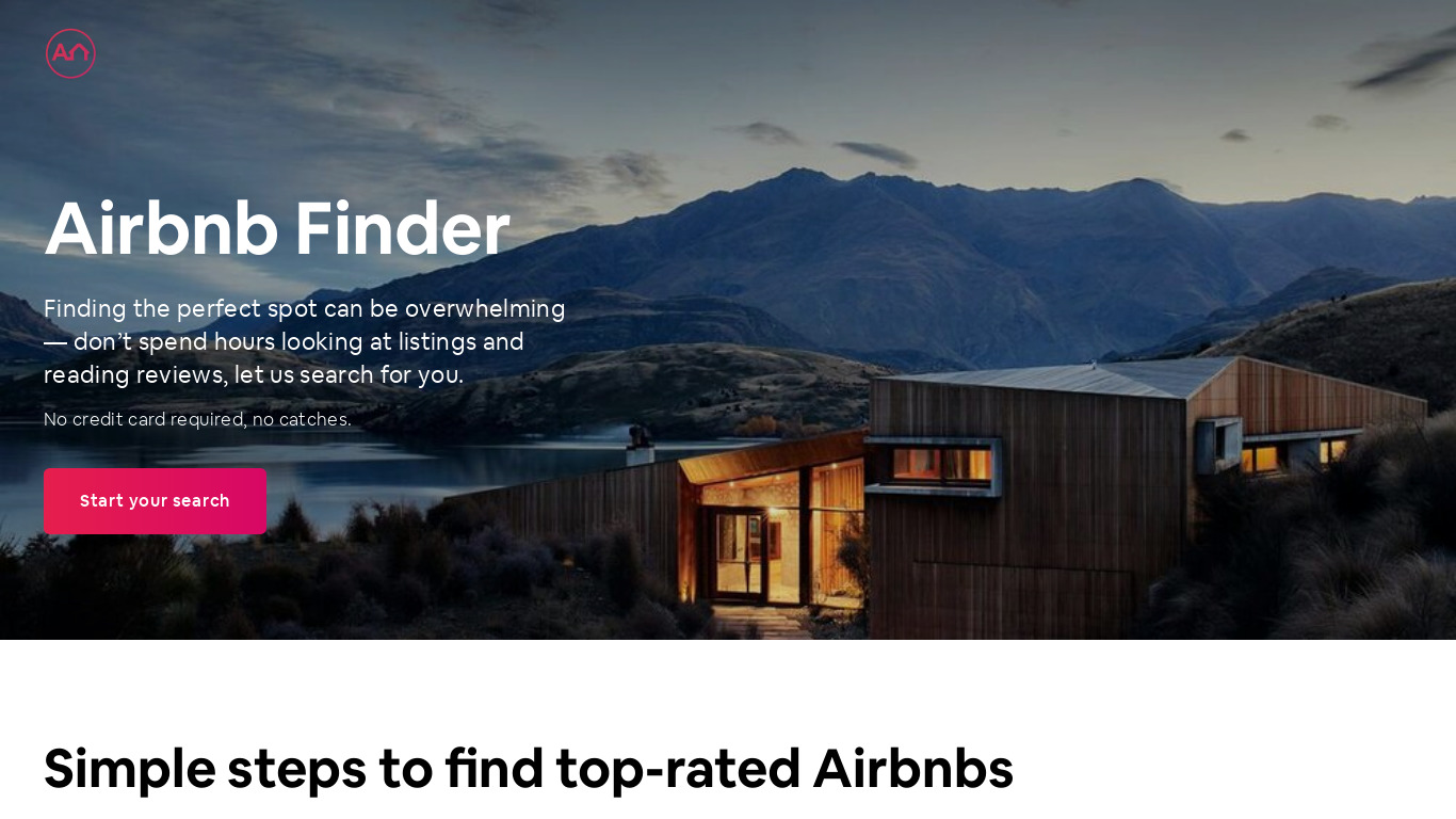 Airbnb Finder Landing page