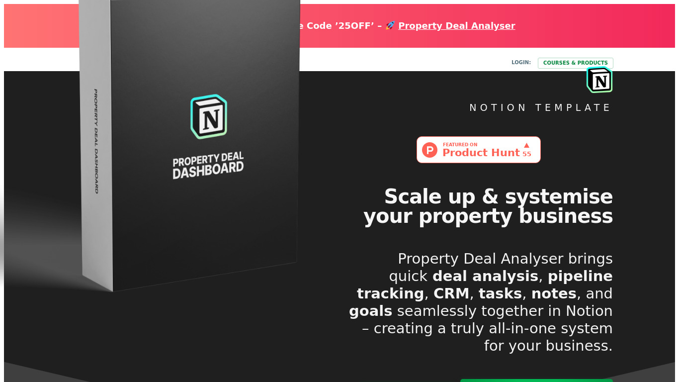 Property Deal Analyser Landing page