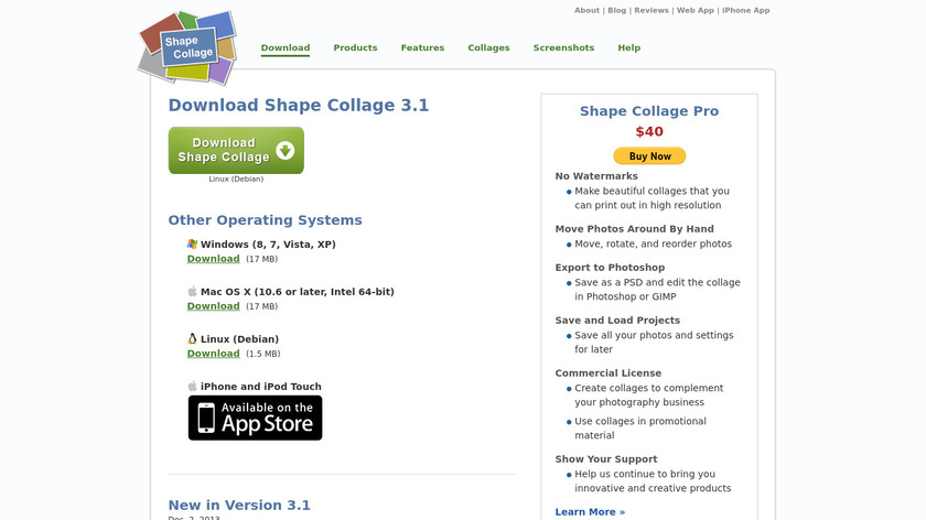 ShapeX - Shape Collage generator Landing Page