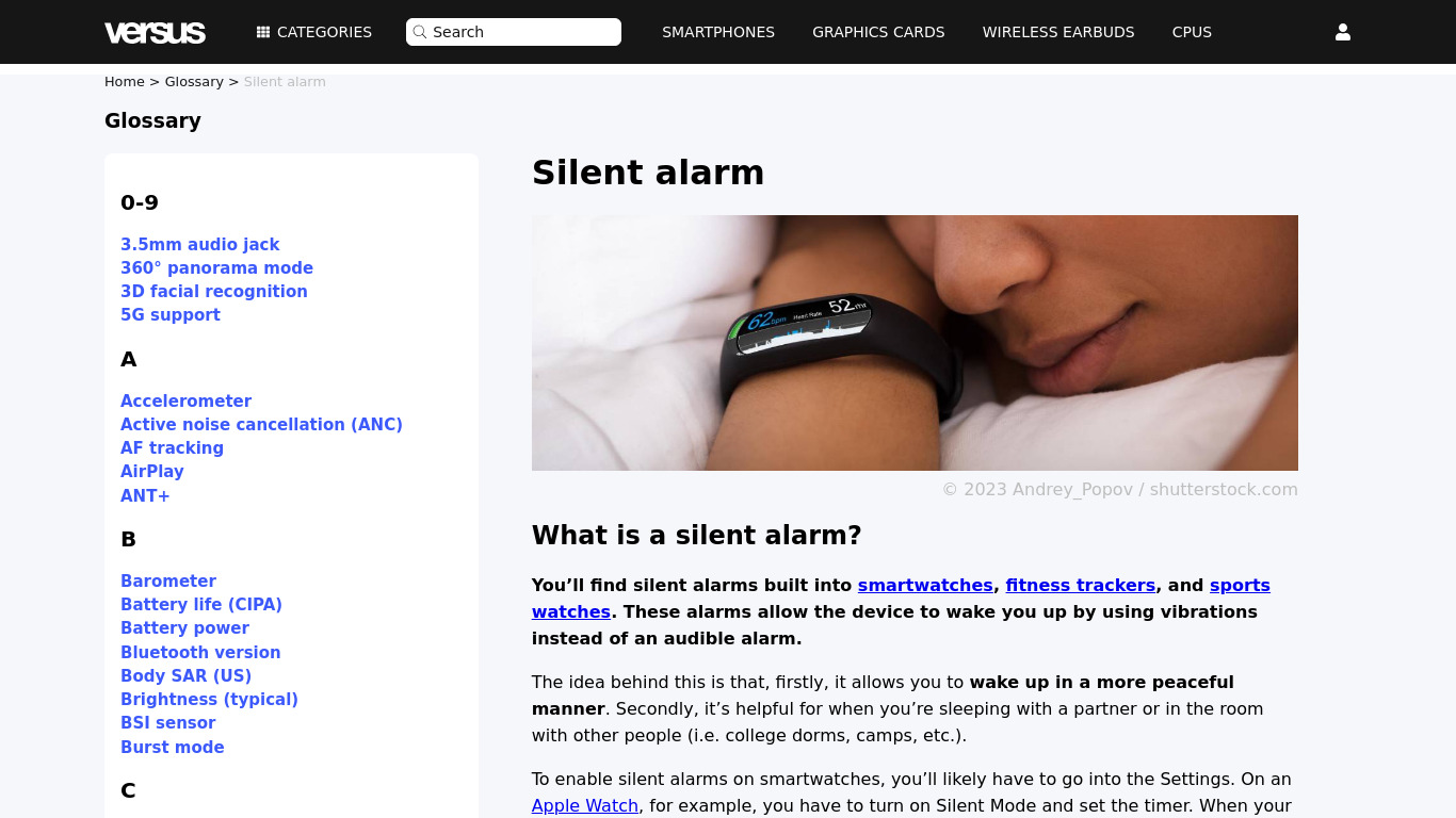 Silent Alarm Landing page