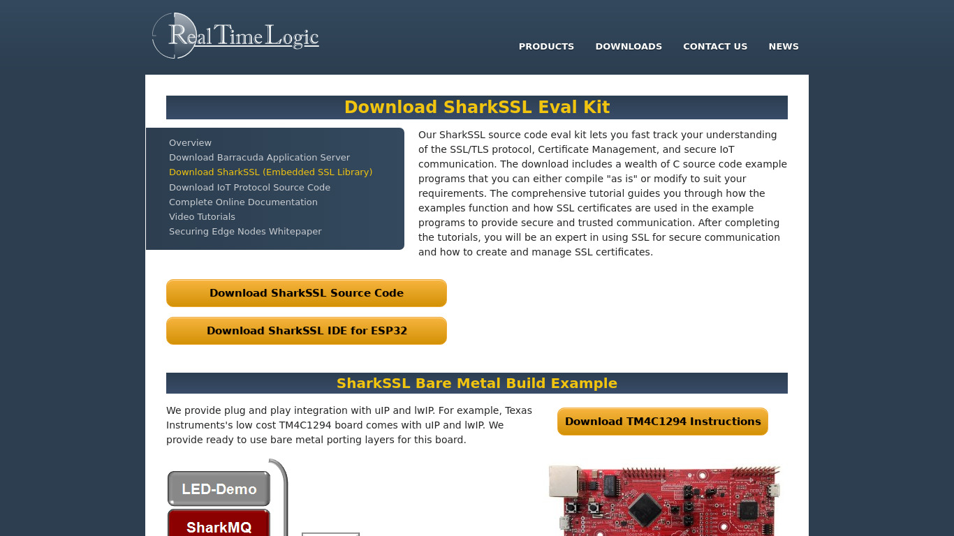SharkSSL Landing page