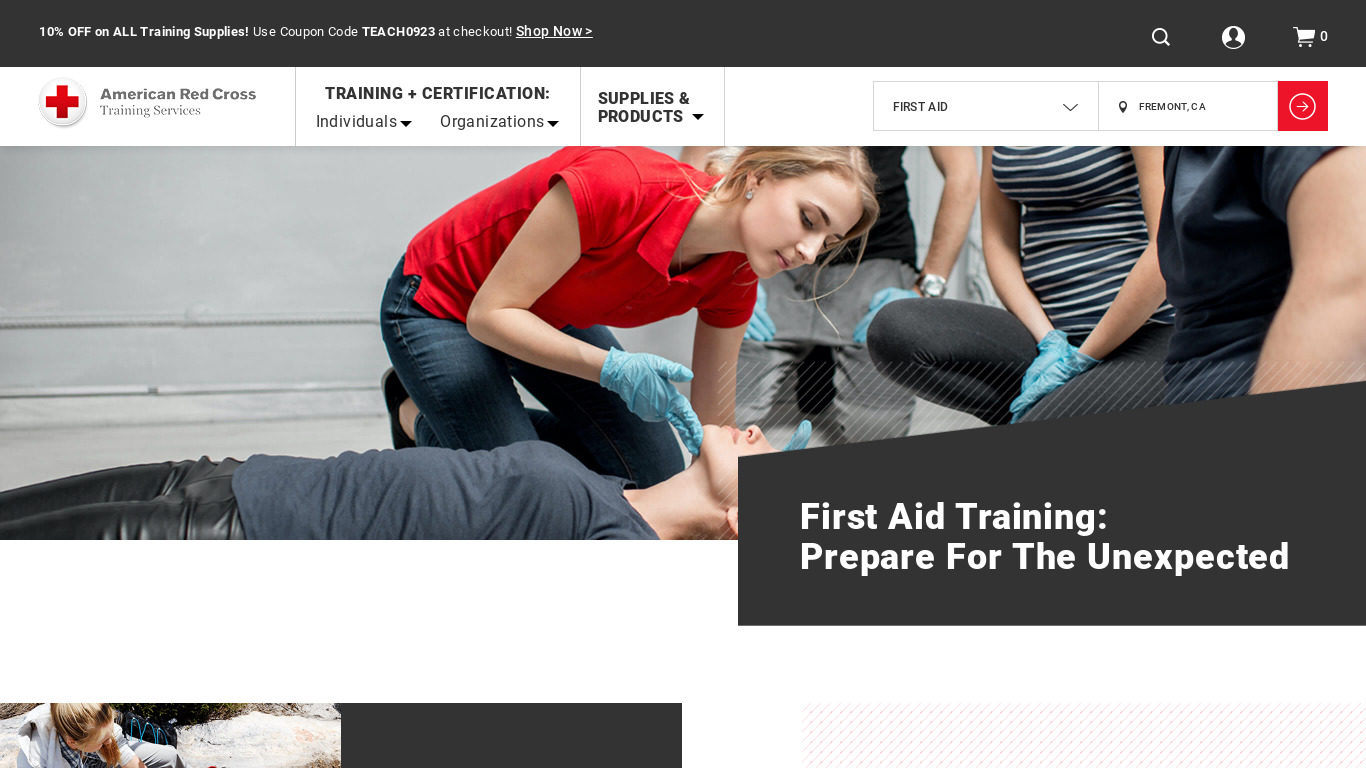 First Aid American Red Cross Landing page