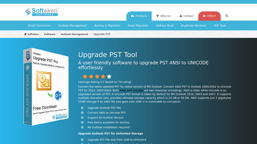 Softaken Upgrade PST Landing Page