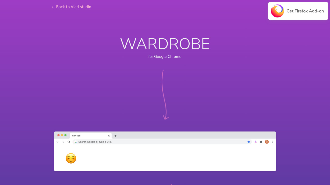 Wardrobe for Chrome Landing page