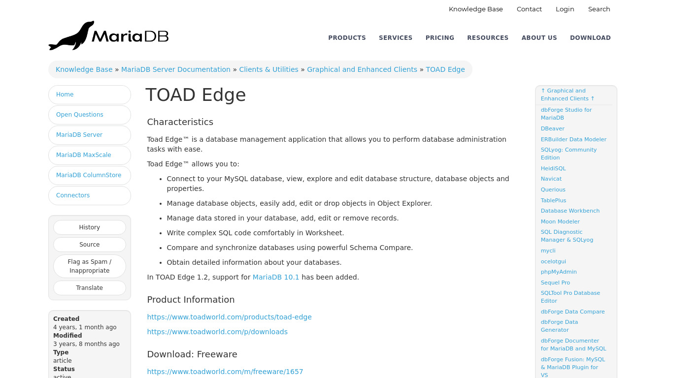 Toad Edge Landing page