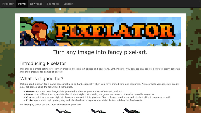 Pixelator Landing Page
