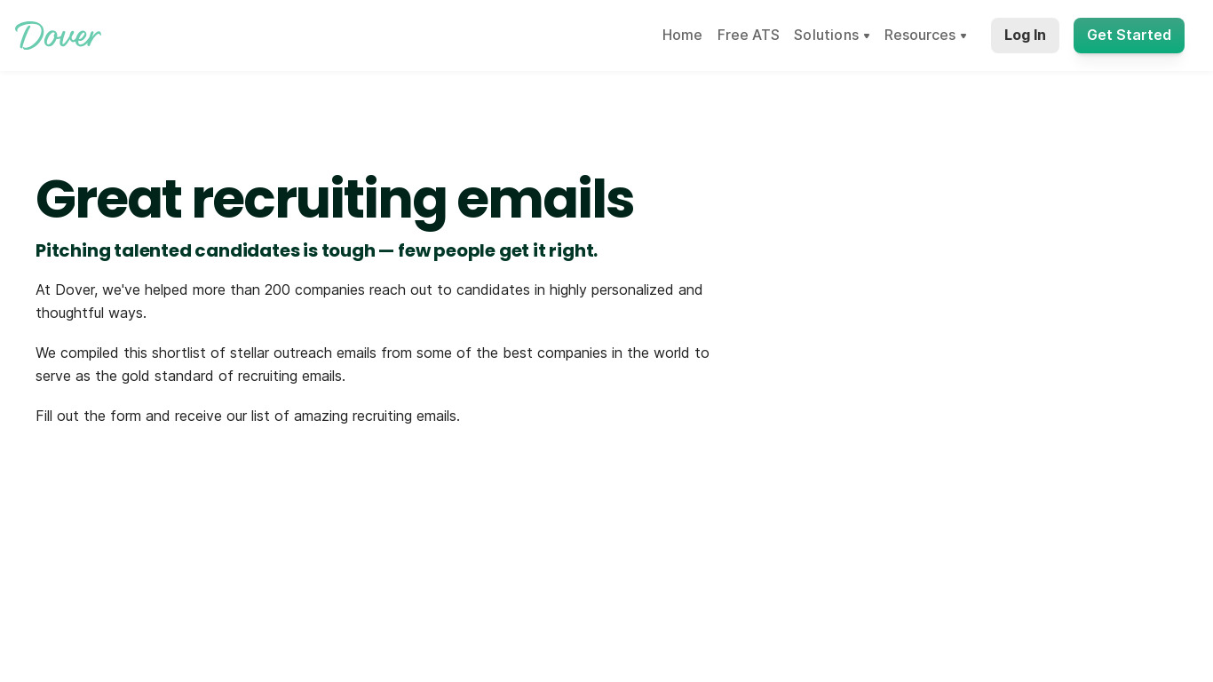Great Recruiting Emails Landing page