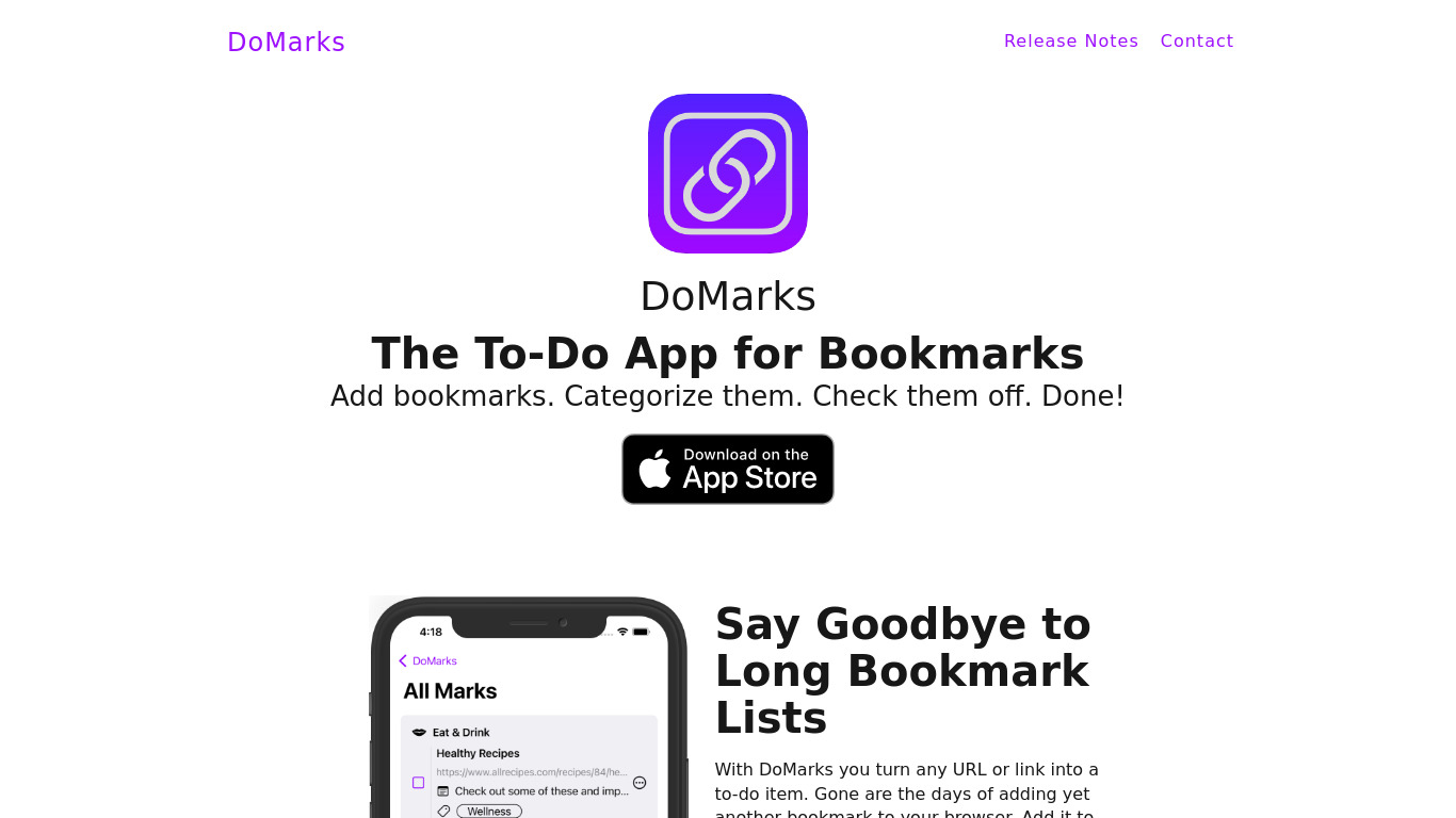DoMarks Landing page