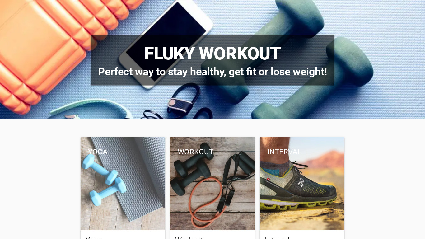 Fluky Workout Landing page