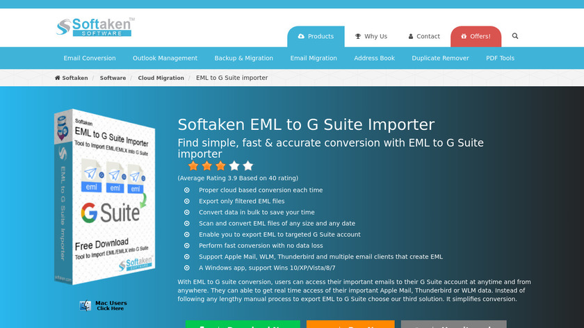 Softaken EML to GSuite Importer Landing Page