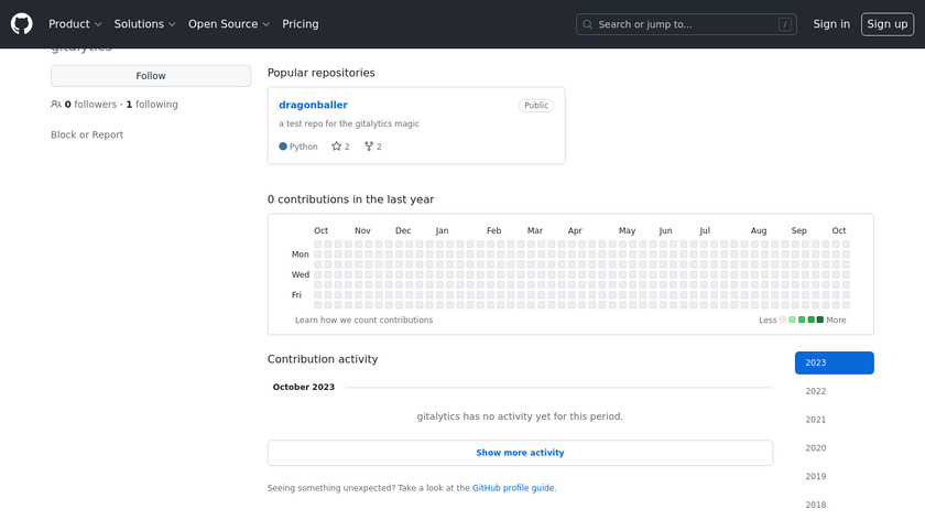 Gitalytics Landing Page