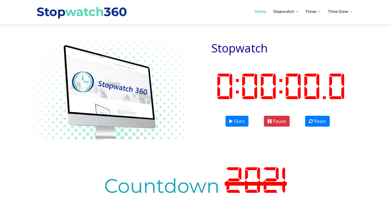 Stopwatch360 Landing page