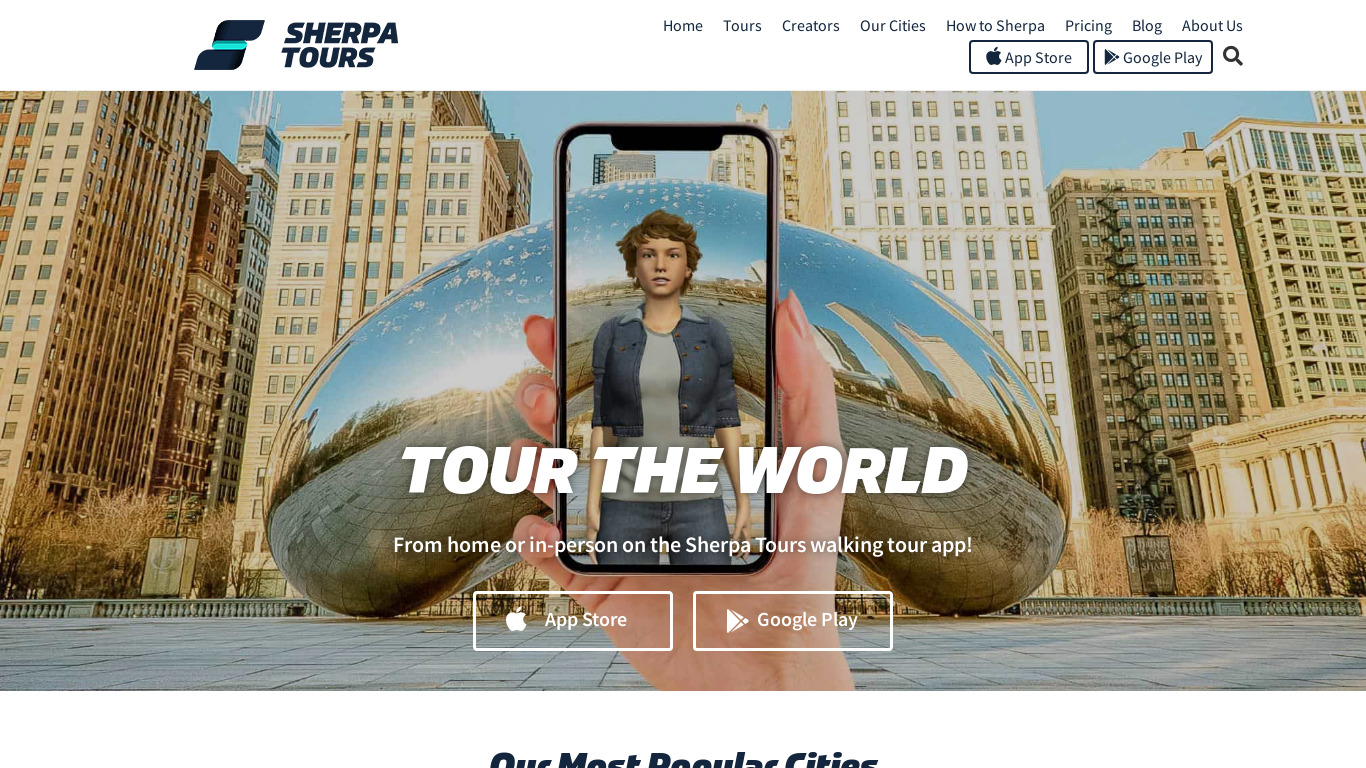 Sherpa Tours Landing page