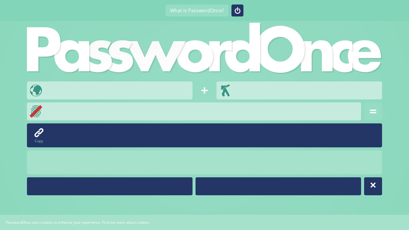 Password Once Landing page
