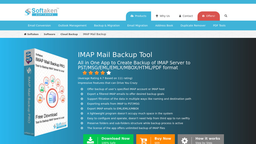 Softaken IMAP Mail Backup Landing Page