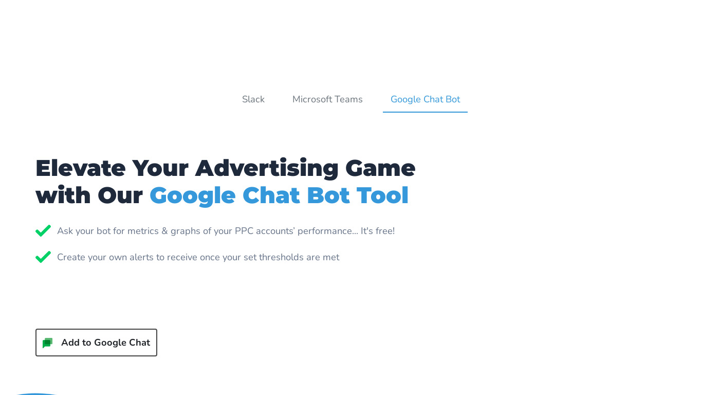 Clever Ads for Google Chat Landing page