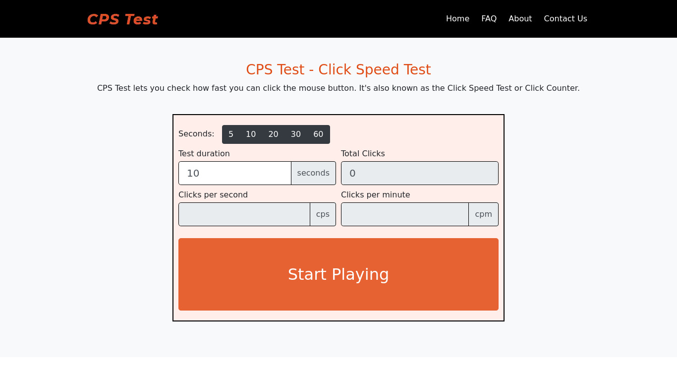 CPS Test Landing page
