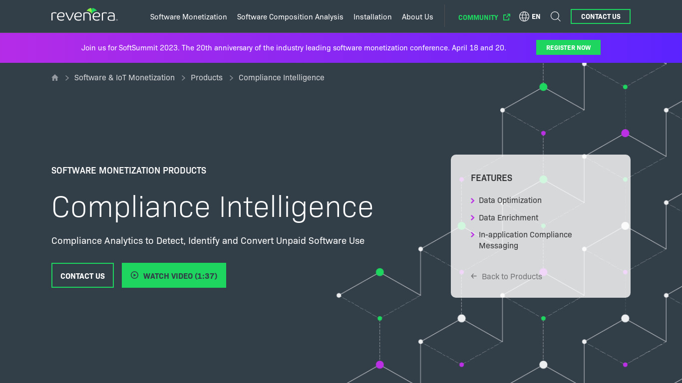 Revenera Compliance Intelligence Landing page
